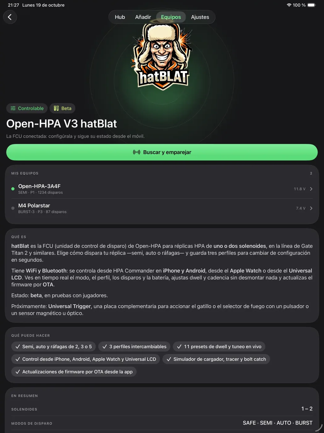 HPA Commander · iPad · Open-HPA V3 hatBlat